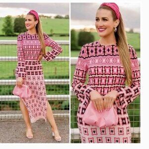 Zara Geometric Print Maxi Dress With Side Slits, NWT, S